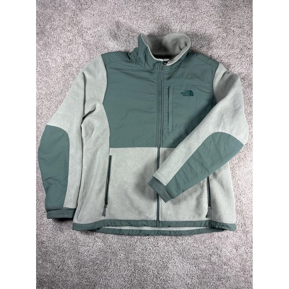 The North Face Fleece Jacket Full Zip Green Gray‎ Men's Size Medium